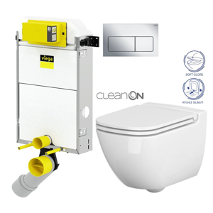 VIEGA Presvista modul PURE pre WC vrátane tlačidla Life5 CHROM + WC CERSANIT CLEANON CASPIA + SEDADLO V771928 LIFE5CR CP1