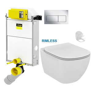 VIEGA Presvista modul PURE pre WC vrátane tlačidla Life5 CHROM + WC Ideal Standard Tesi se sedlem RIMLESS V771928 LIFE5CR TE2