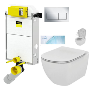 VIEGA Presvista modul PURE pre WC vrátane tlačidla Life5 CHROM + WC Ideal Standard Tesi so sedadlom SoftClose, AquaBlade V771928 LIFE5CR TE1