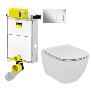 VIEGA Presvista modul PURE pro WC včetně tlačítka Life5 CHROM + WC Ideal Standard Tesi se sedátkem (V771928 LIFE5CR TE3)