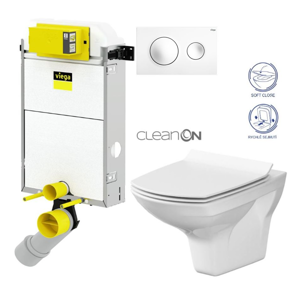 VIEGA Presvista modul PURE pre WC vrátane tlačidla Style 20 bielej + WC CERSANIT CLEANON CARINA + SEDADLO V771928 STYLE20BI CA3