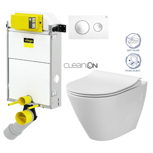 VIEGA Presvista modul PURE pre WC vrátane tlačidla Style 20 bielej + WC CERSANIT CLEANON CITY V771928 STYLE20BI CI1