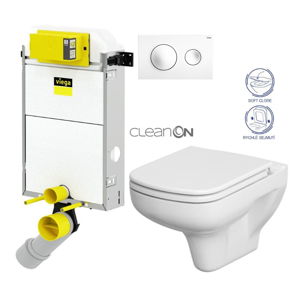 VIEGA Presvista modul PURE pre WC vrátane tlačidla Style 20 bielej + WC CERSANIT CLEANON COLOUR + SEDADLO V771928 STYLE20BI CN1