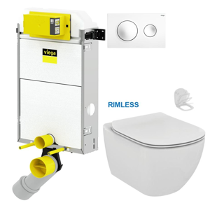 VIEGA Presvista modul PURE pre WC vrátane tlačidla Style 20 bielej + WC Ideal Standard Tesi se sedlem RIMLESS V771928 STYLE20BI TE2
