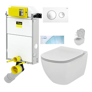 VIEGA Presvista modul PURE pre WC vrátane tlačidla Style 20 bielej + WC Ideal Standard Tesi so sedadlom SoftClose, AquaBlade V771928 STYLE20BI TE1