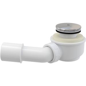 Alcaplast sifon sprchový pro vaničky 50mm SNÍŽENÝ v.65mm koleno, chrom, 52l/min, Alca Plast, i pro keramické vaničky, nízký A471CR-50 (A471CR-50)