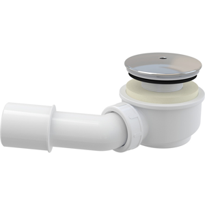 Alcaplast sifon pro sprchovéí vaničky 60mm SNÍŽENÝ v.65mm+koleno, chrom, 52l/min, Alca Plast, i pro keramické vaničky, nízký A471CR-60 (A471CR-60)