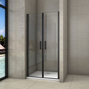 STACATO - MINEBLACK LINE otočné sprchové dveře dvoukřídlé 900mm (SLB290)