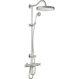 TRES - Súprava termostatické sprchové batérie · Pevná sprcha O 310 mm. s kĺbom. · Sprcha, proti usa. vôd. kameňa O 78 mm. · Flexi hadica s dvojitým opletom. (24219501AC)