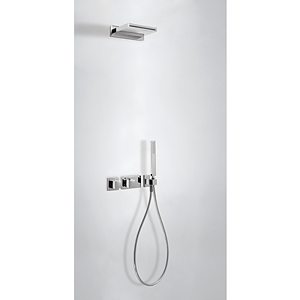 TRES TRESMOSTATIC Podomietkový termostatický sprchový set dvojcestný. Kaskádový výtok, držiak ručnej sprchy, ručné spŕška, hadica satin 91.34.609.15 (20725203)
