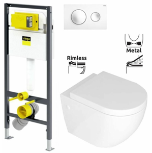 VIEGA Presvista modul DRY pre WC vrátane tlačidla Style 20 bielej + WC REA CARLO MINI RIMFLESS + SEDADLO V771973 STYLE20BI CM1