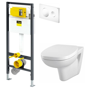 VIEGA Presvista modul DRY pre WC vrátane tlačidla Style 20 bielej + WC CERSANIT FACILE + SEDADLO duraplastu V771973 STYLE20BI FA1