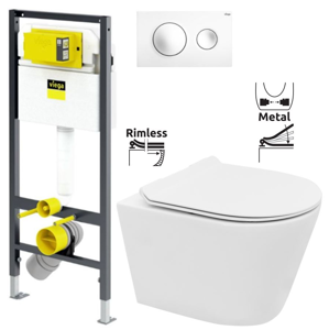 VIEGA Presvista modul DRY pre WC vrátane tlačidla Style 20 bielej + WC REA TOMAS RIMFLESS + SEDADLO V771973 STYLE20BI TO1