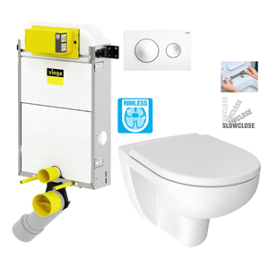VIEGA Presvista modul PURE pre WC vrátane tlačidla Style 20 bielej + WC JIKA LYRA PLUS RIMLESS + SEDADLO duraplastu SLOWCLOSE V771928 STYLE20BI LY2
