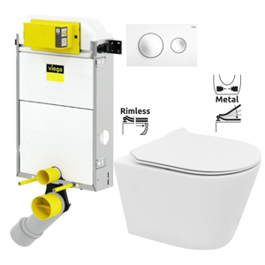 VIEGA Presvista modul PURE pre WC vrátane tlačidla Style 20 bielej + WC REA TOMAS RIMFLESS + SEDADLO V771928 STYLE20BI TO1