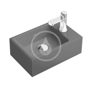 VILLEROY & BOCH - Memento Umývátko nábytkové 400x260 mm, bez přepadu, 1 otvor pro baterii, CeramicPlus, Glossy Black (53334GS0)
