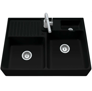 VILLEROY & BOCH VILLEROY & BOCH - Keramický drez Double-bowl sink Ebony modulový 895 x 630 x 220 bez excentra 632391S5