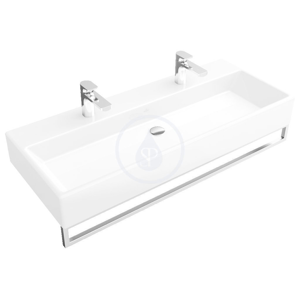VILLEROY & BOCH - Memento Umývadlo, 1000 mm x 470 mm, biele – dvojotvorové umývadlo, bez prepadu, s Ceramicplus (5133A1R1)